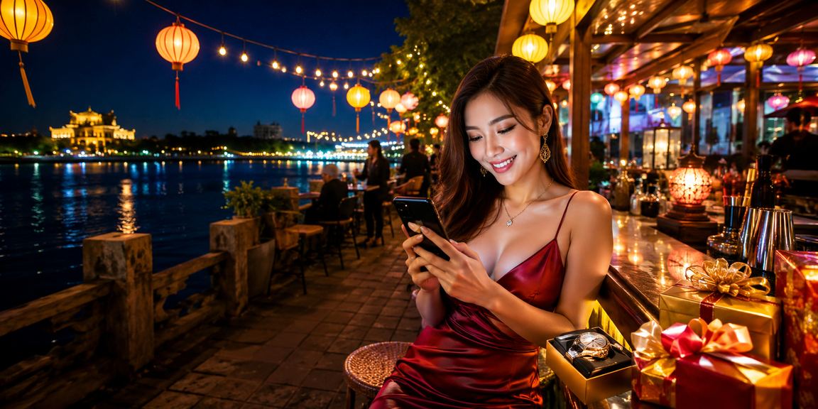 Người dùng tại Huế trải nghiệm casino mobile trên bãi biển vào buổi chiều tà
